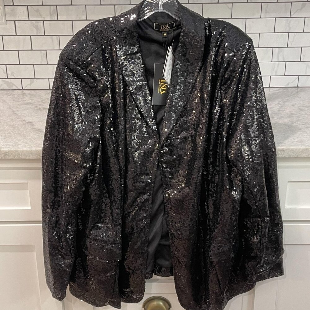 Elegant Black Sequin Blazer by R & M Richards